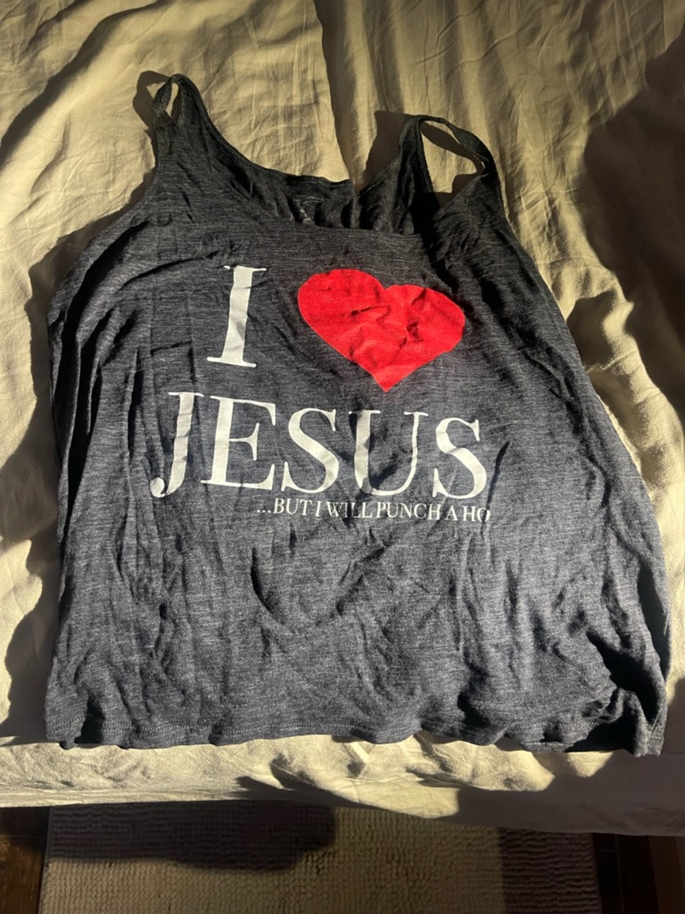I Love Jesus Graphic Tank Top - Black with Red Heart
